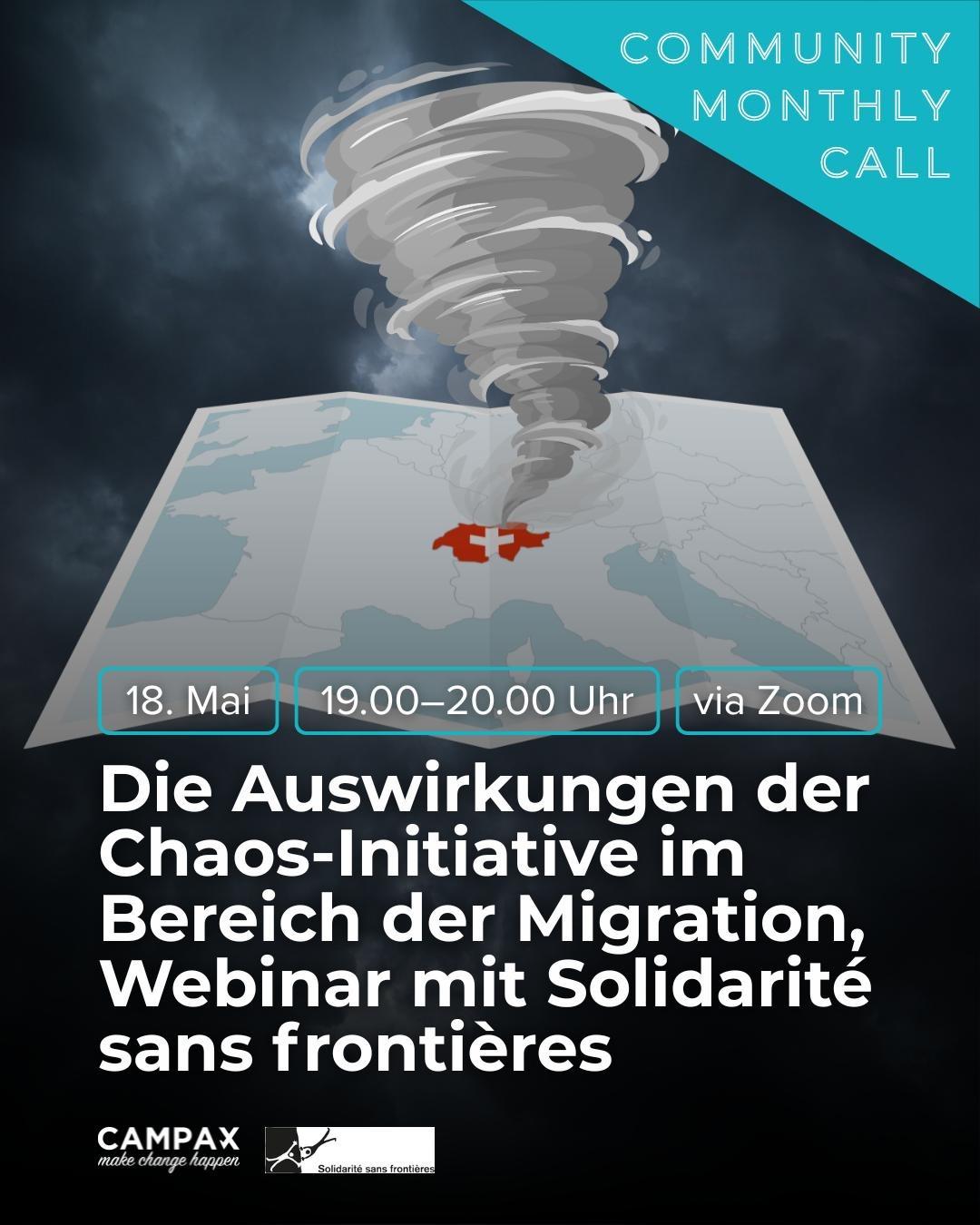 Flyer des Veranstaltung "Die Auswirkungen der Chaos-Initiative im Bereich der Migration