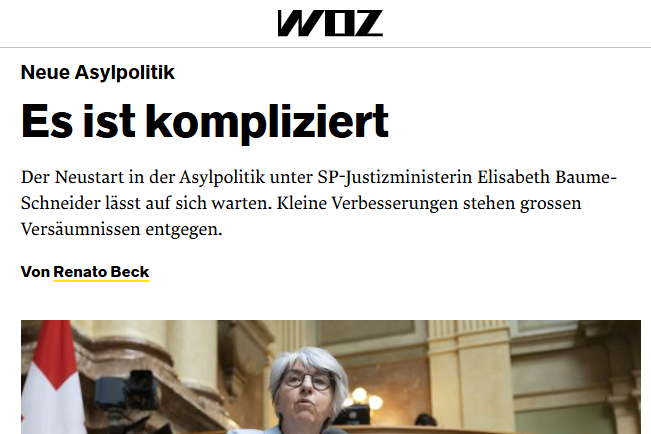Bild von Elisabeth Baume Schneider auf der WOZ Webseite