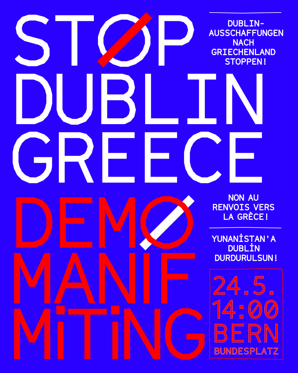 Affiche de la manif Stop Dublin Greece